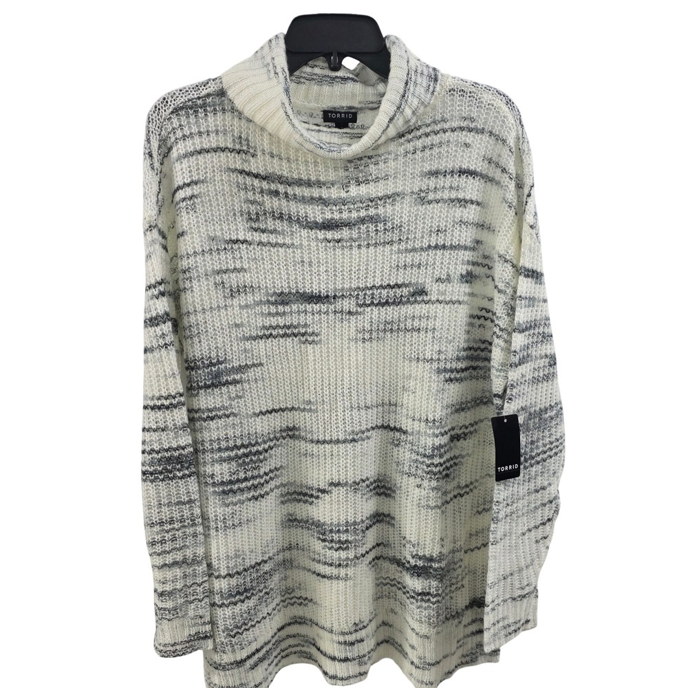 Torrid Ivory Grey Spacedye Turtleneck Pullover Sweater Plus Size 2 2X 18-20 NEW